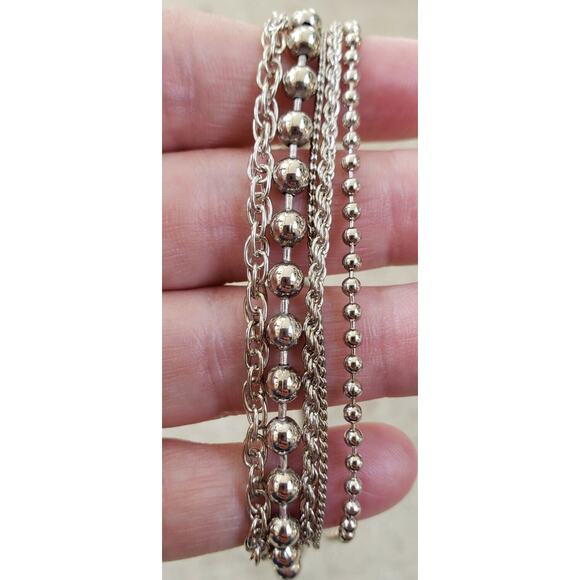 Paul Harris Vintage Silver Tone Necklace, 5 layer chain, 16" collar, with Tag - Picture 9 of 12